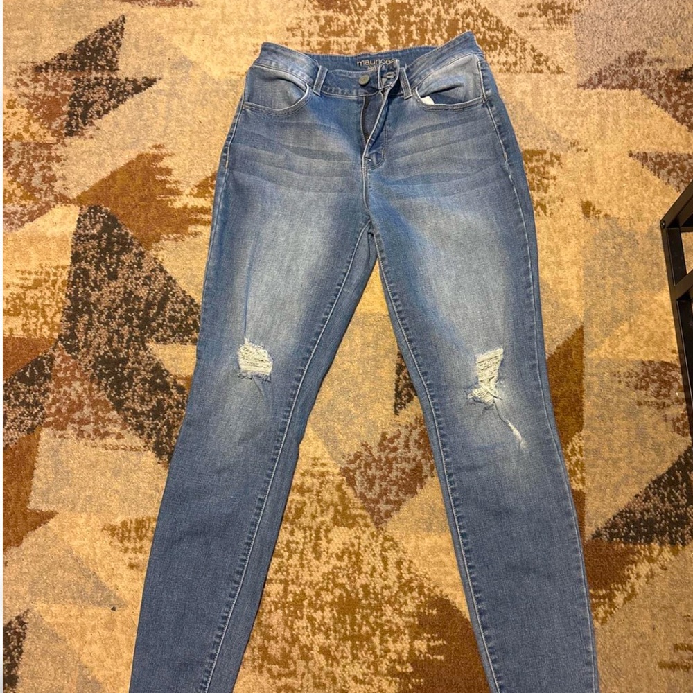 Maurices Blue Distressed Skinny Jeans